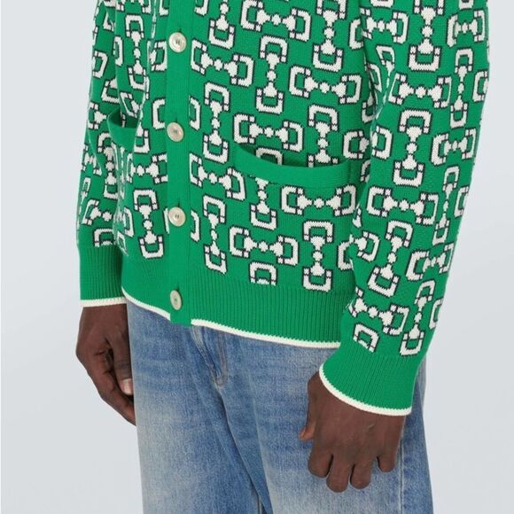 Brand new men’s size M Gucci Green Geometric Cardigan fits women’s Large to Xl - Picture 2 of 12